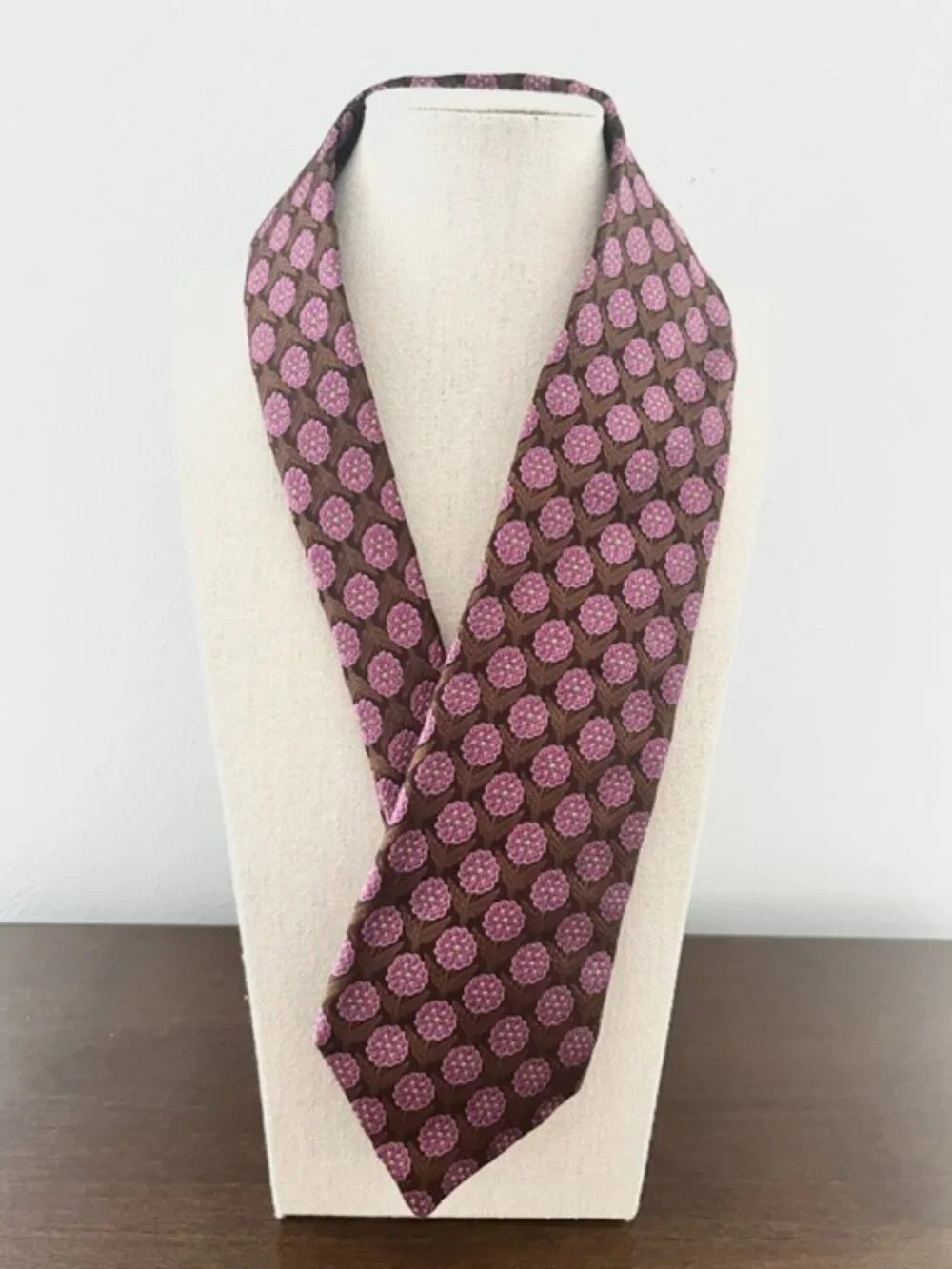 Robert Graham Silk Tie Brown Pink Floral Luxury Hand Sewn Knowledge Wisdom Truth